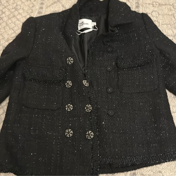 Self Portrait sequin knit blazer black jacket - Picture 2 of 3